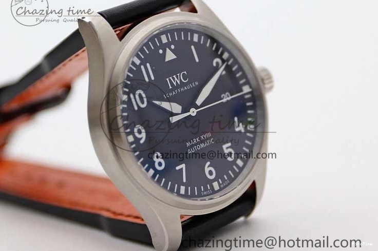 MIROTIME 0311 Vibrant Mark XVIII IW327001 SS M+F 1:1 Best Edition Black Dial on Black Leather Strap A 7055